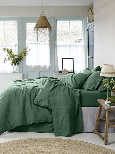 Elm Green Linen Blend Duvet Cover - alternate image