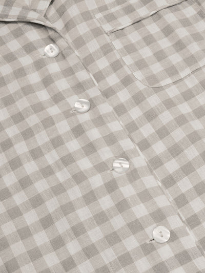 Mushroom Gingham Linen Night Shirt - alternate image