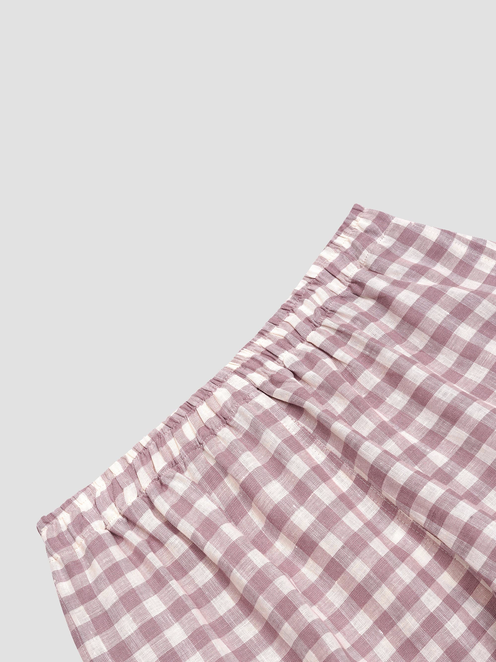 Elderberry Gingham Linen Women's Pajama Shorts | Piglet in Bed US