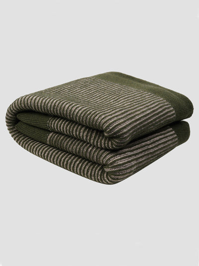 Cedar Green Striped Knitted Throw