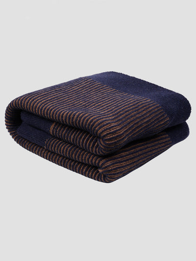 Navy Striped Knitted Throw - alternate image