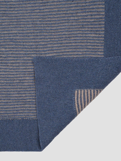 Stone Blue Striped Knitted Throw - alternate image