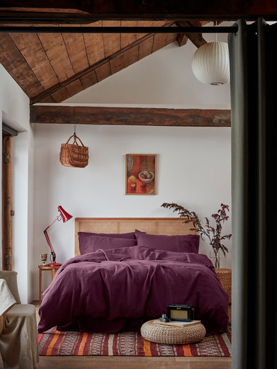 Berry 100% Linen Duvet Cover - alternate image