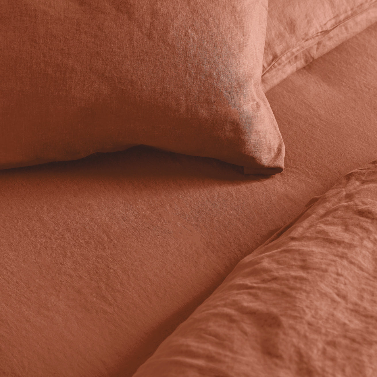 Burnt Orange Linen Blend Fitted Sheet