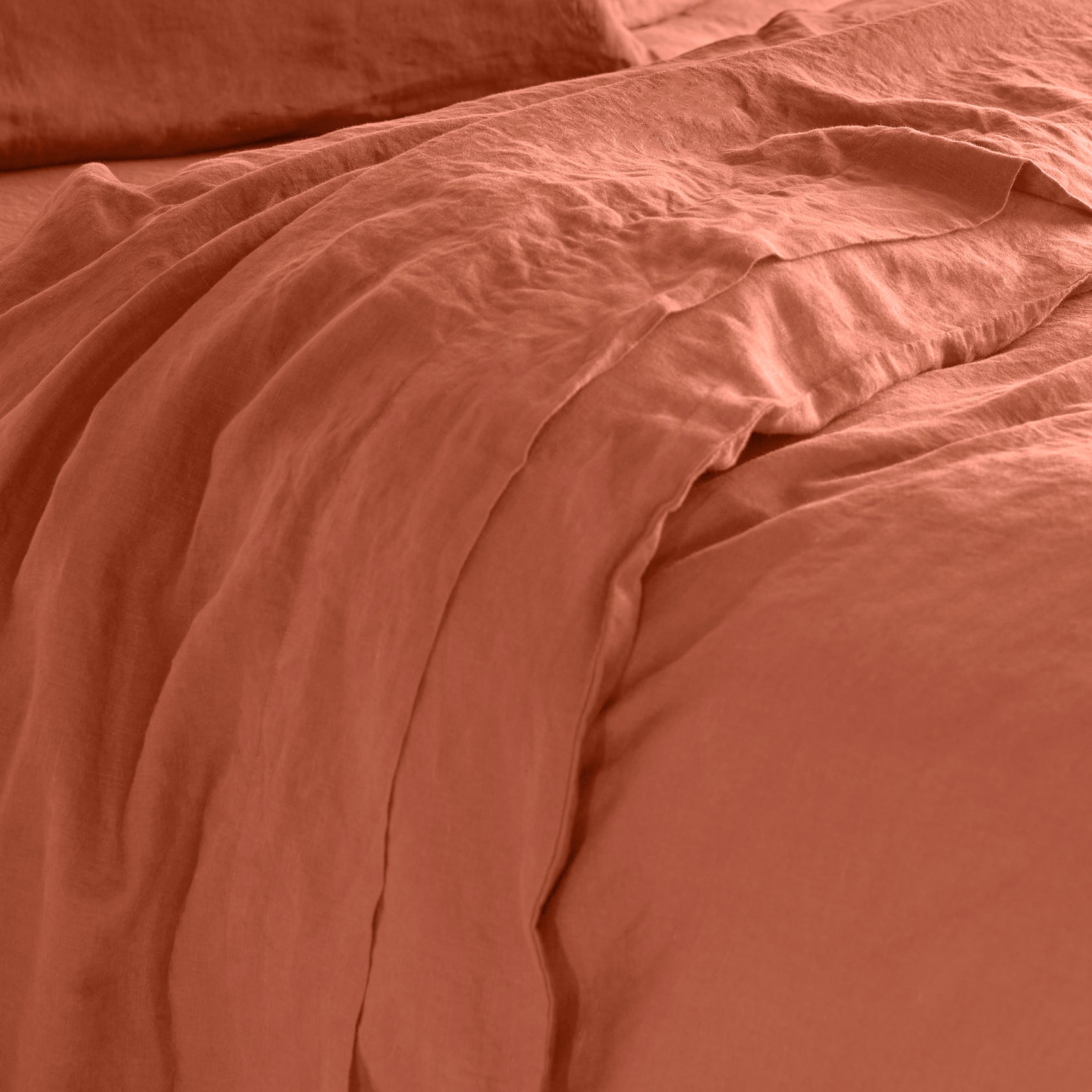 Burnt Orange Linen Blend Flat Sheet