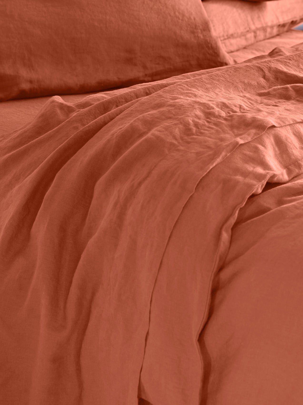 Burnt Orange Linen Blend Flat Sheet