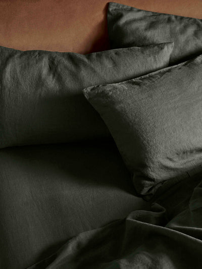 Fern Green Linen Blend Fitted Sheet