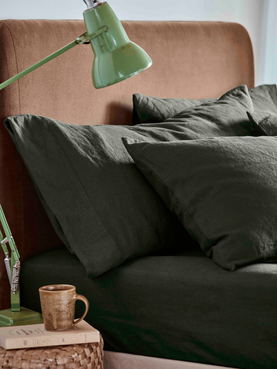 Fern Green Linen Blend Pillowcase (Pair)