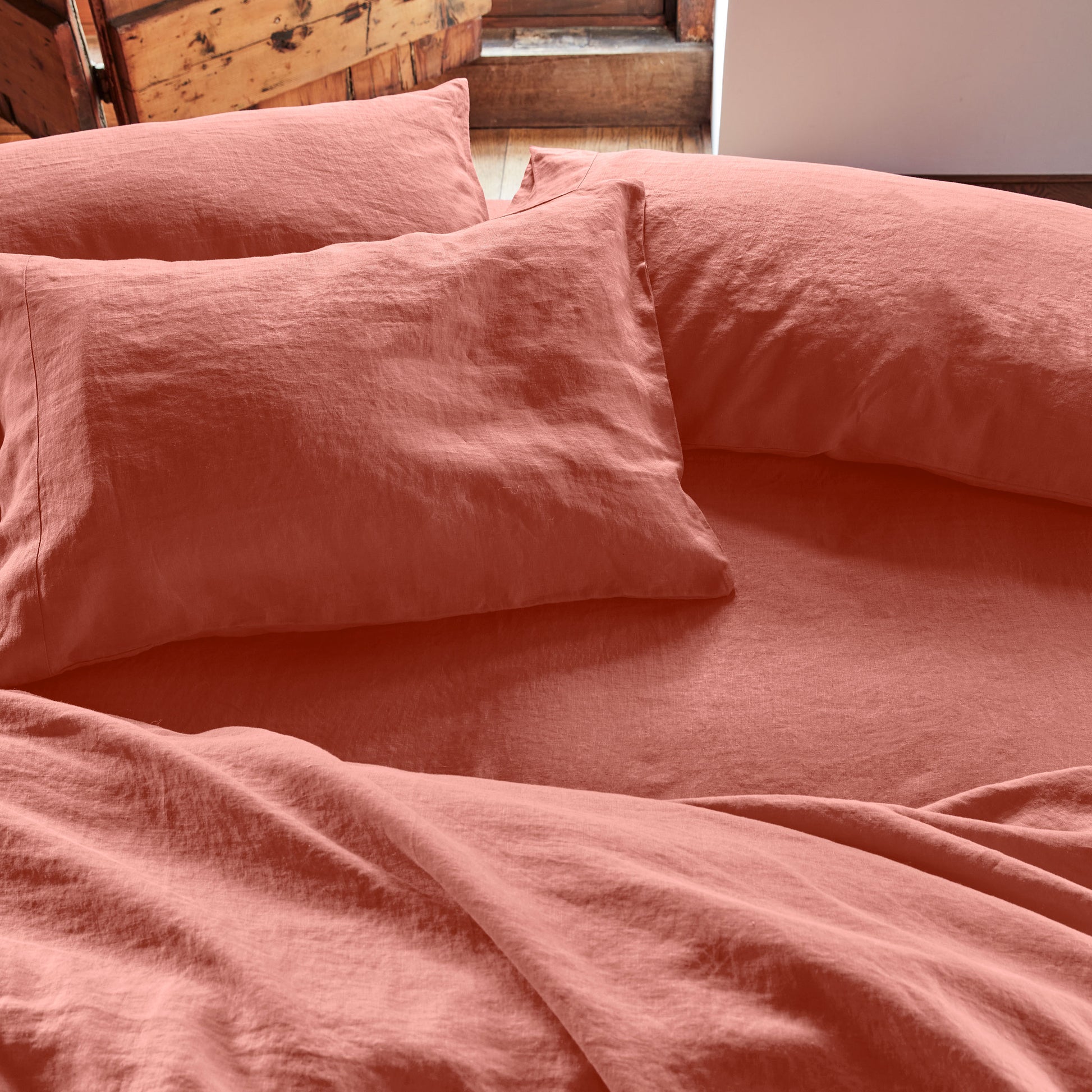 Burnt Orange Linen Blend Pillowcase (Pair)