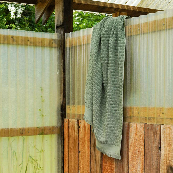 Ash Green Basketweave Cotton Bath Sheet
