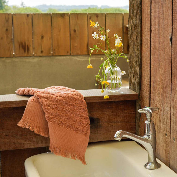 Creme Caramel Basketweave Cotton Washcloth