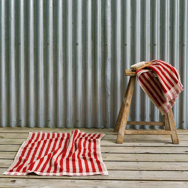Sandstone Red Stripe Cotton Bath Mat