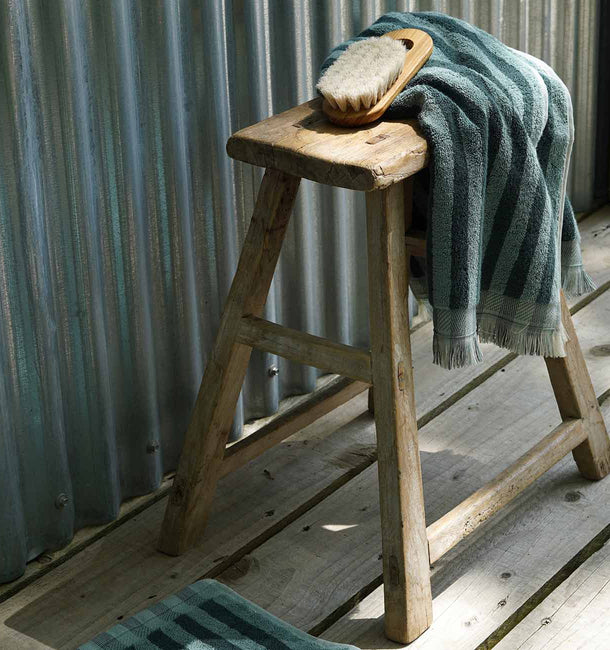 Pine Green Pembroke Stripe Cotton Hand Towel - Piglet in Bed US