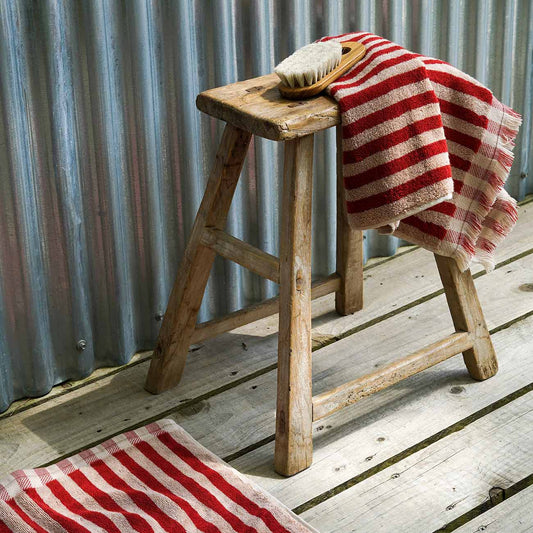 Hand Woven Striped Kitchen Towels | Wide Caramel Stripes