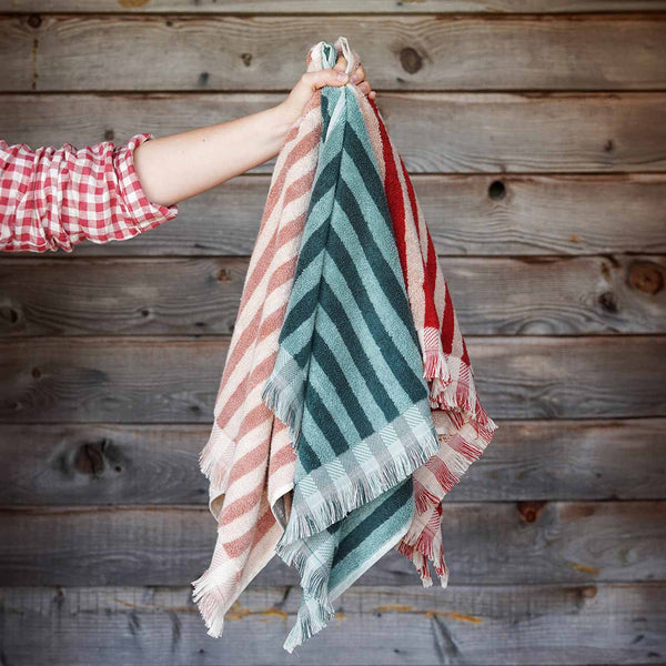 Pine Green Stripe Cotton Hand Towel