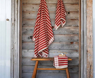 Sandstone Red Pembroke Stripe Cotton Towels