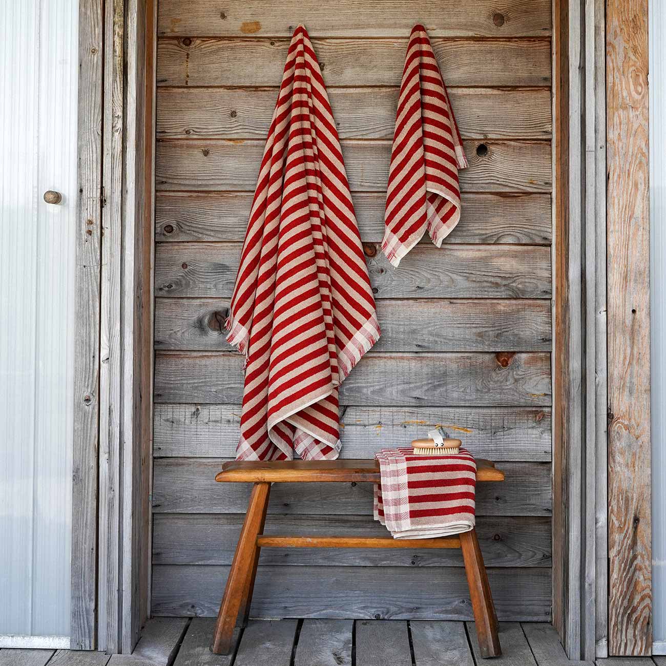 Red Stripe Bath Set
