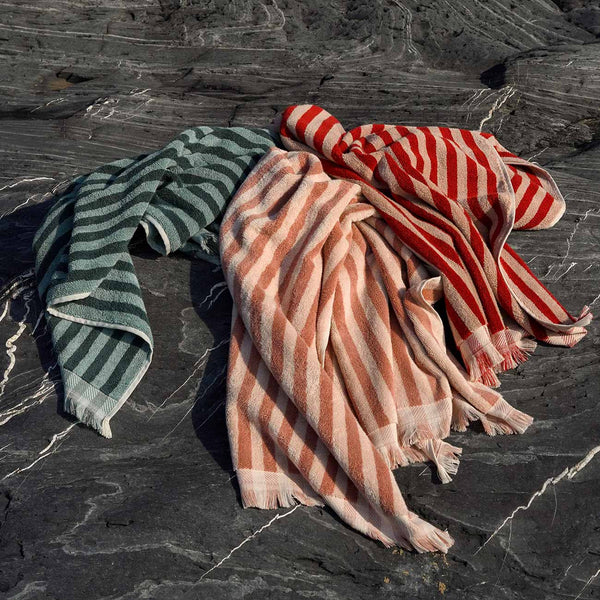 Pine Green Stripe Cotton Bath Sheet