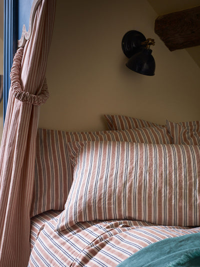 Warm Clay Somerley Stripe Linen Blend Pillowcases (Pair)