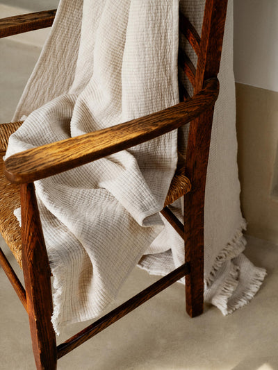 Oatmeal Cotton Textured Throw