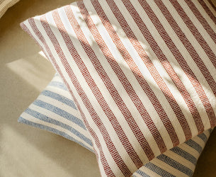 Rust Red Pembroke Stripe Wool Cushion Cover
