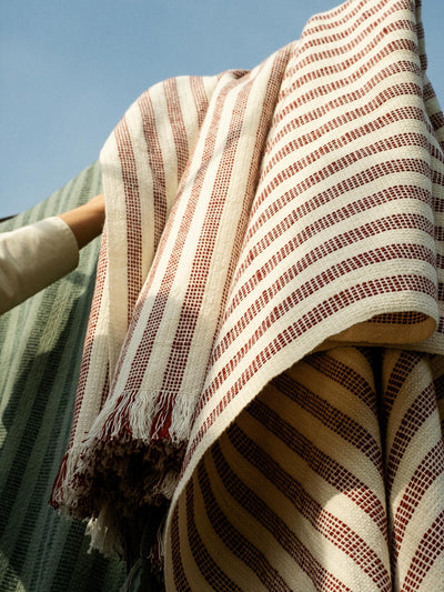 Rust Red Pembroke Stripe Wool Throw