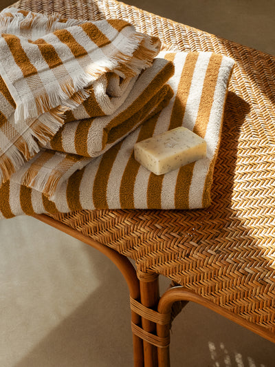 Russet Yellow Pembroke Stripe Cotton Towels