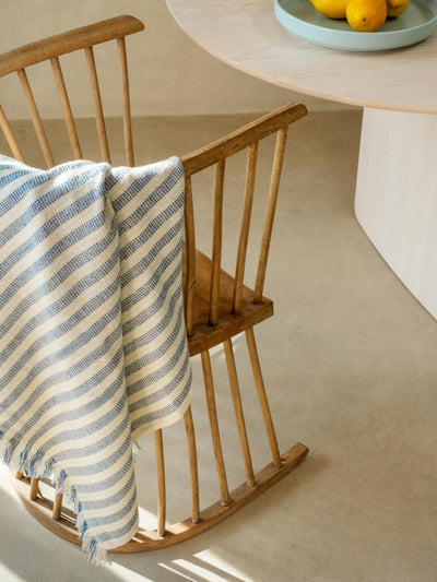 Coastal Blue Pembroke Stripe Wool Throw - alternate image