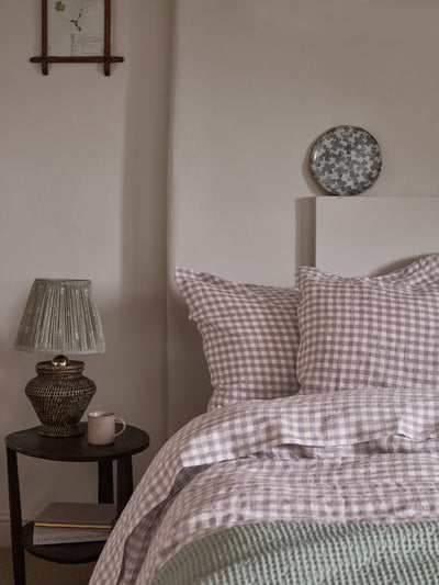 Elderberry Gingham Linen Blend Duvet Cover