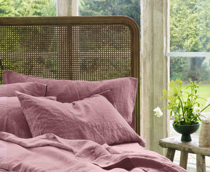Raspberry 100% Linen Pillowcases (Pair) - Piglet in Bed US
