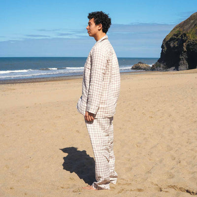Men's Mushroom Gingham Pajama Pants Set