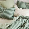 Pine Green Stripe Linen Pillowcases (Pair)