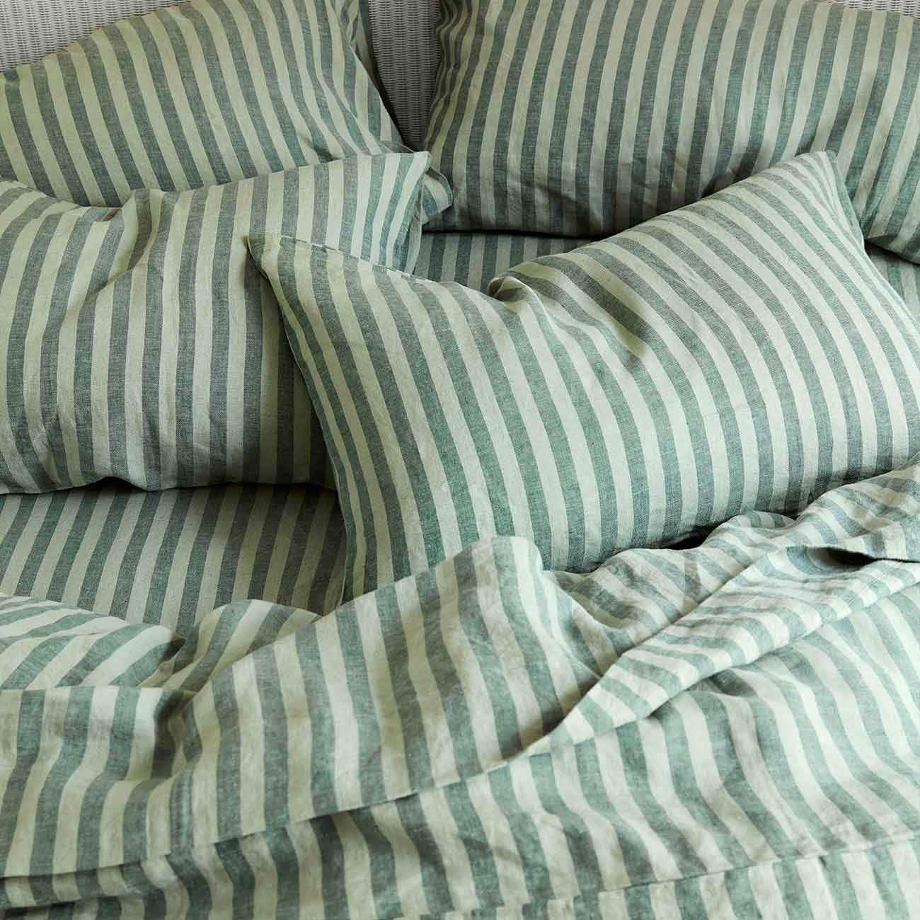 Pine Green Pembroke Stripe Linen Blend Duvet Cover Piglet In Bed US pine-green-pembroke-stripe-linen-blend-duvet-cover-piglet-in-bed-us