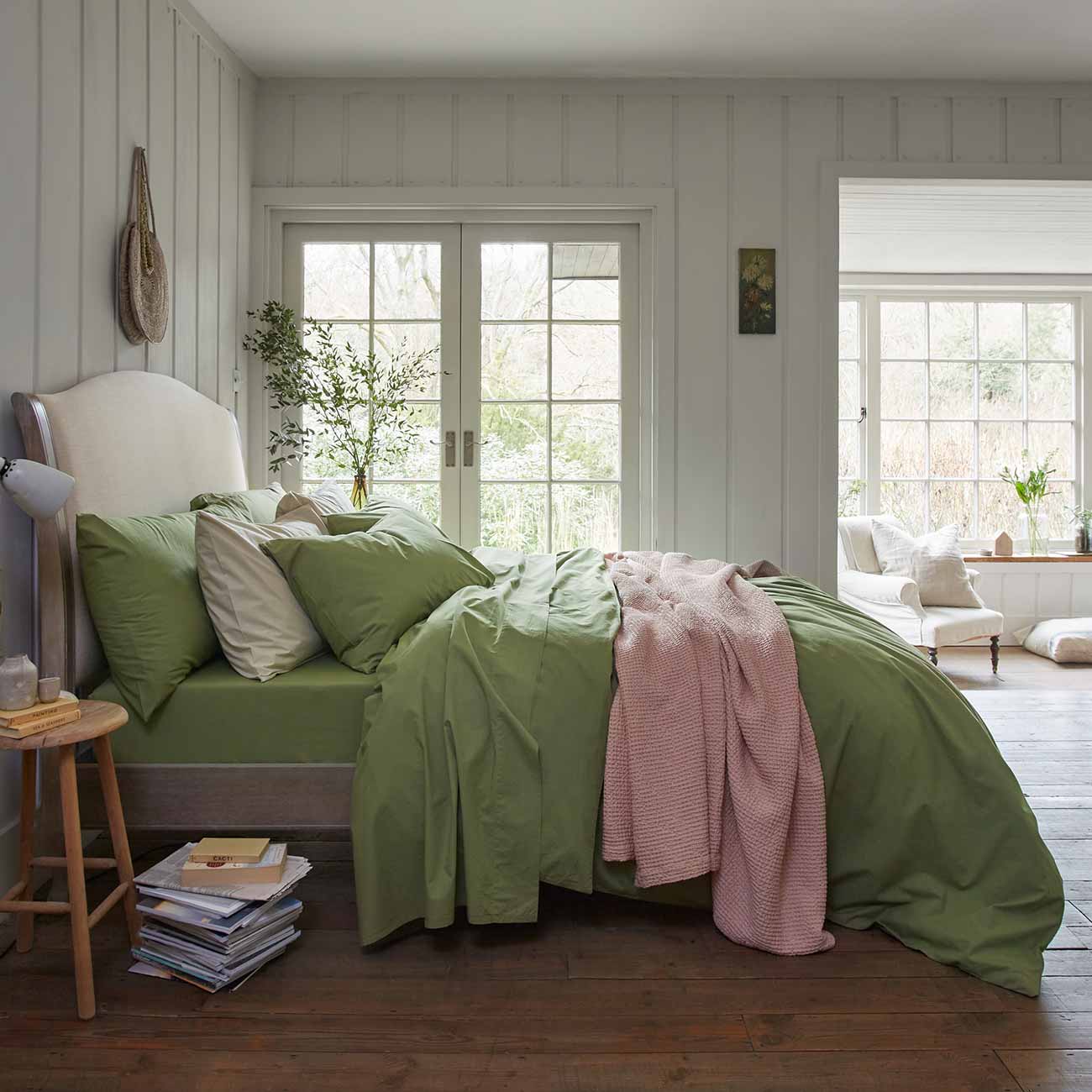 Sage green bed online throw