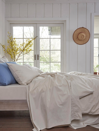 Parchment Washed Cotton Percale Flat Sheet