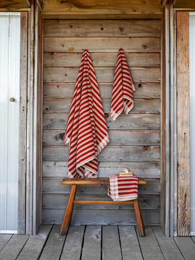 Sandstone Red Pembroke Stripe Cotton Towels