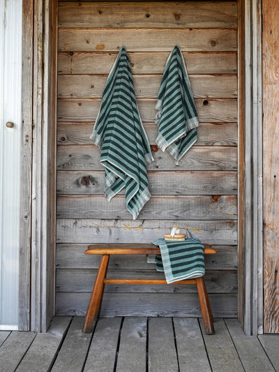 Pine Green Pembroke Stripe Cotton Towels