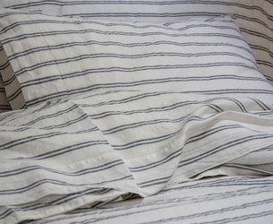 Ivory Kemptown Stripe Linen Blend Pillowcase (Pair) - Piglet in Bed US