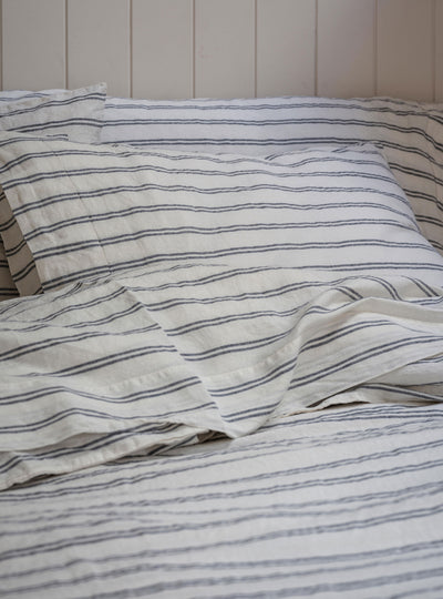 Ivory Kemptown Stripe Linen Blend Pillowcase (Pair)