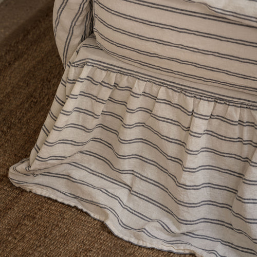 Ivory Kemptown Stripe 100% Linen Bed Skirt