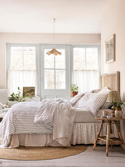 Elderberry Pembroke Stripe Linen Blend Duvet Cover