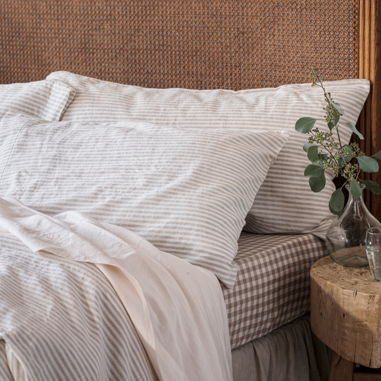 Oatmeal Stripe 100% Linen Pillowcases (Pair)