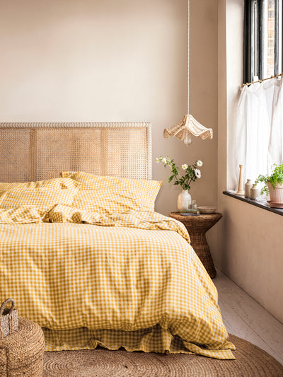Honey Gingham Linen Blend Duvet Cover