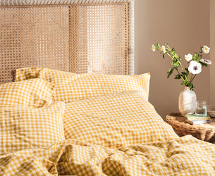 Honey Gingham Linen Blend Pillowcase (Pair)