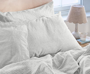 Gray Mini Stripe Linen Blend Pillowcases (Pair)
