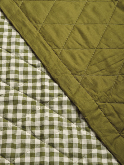 Botanical Green Gingham Linen Quilt