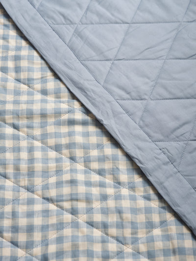 Warm Blue Gingham Linen Quilt
