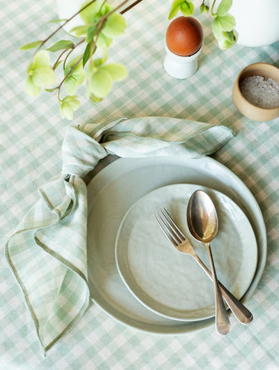 Sage Green Gingham Linen Blend Napkins Set of 4 - alternate image