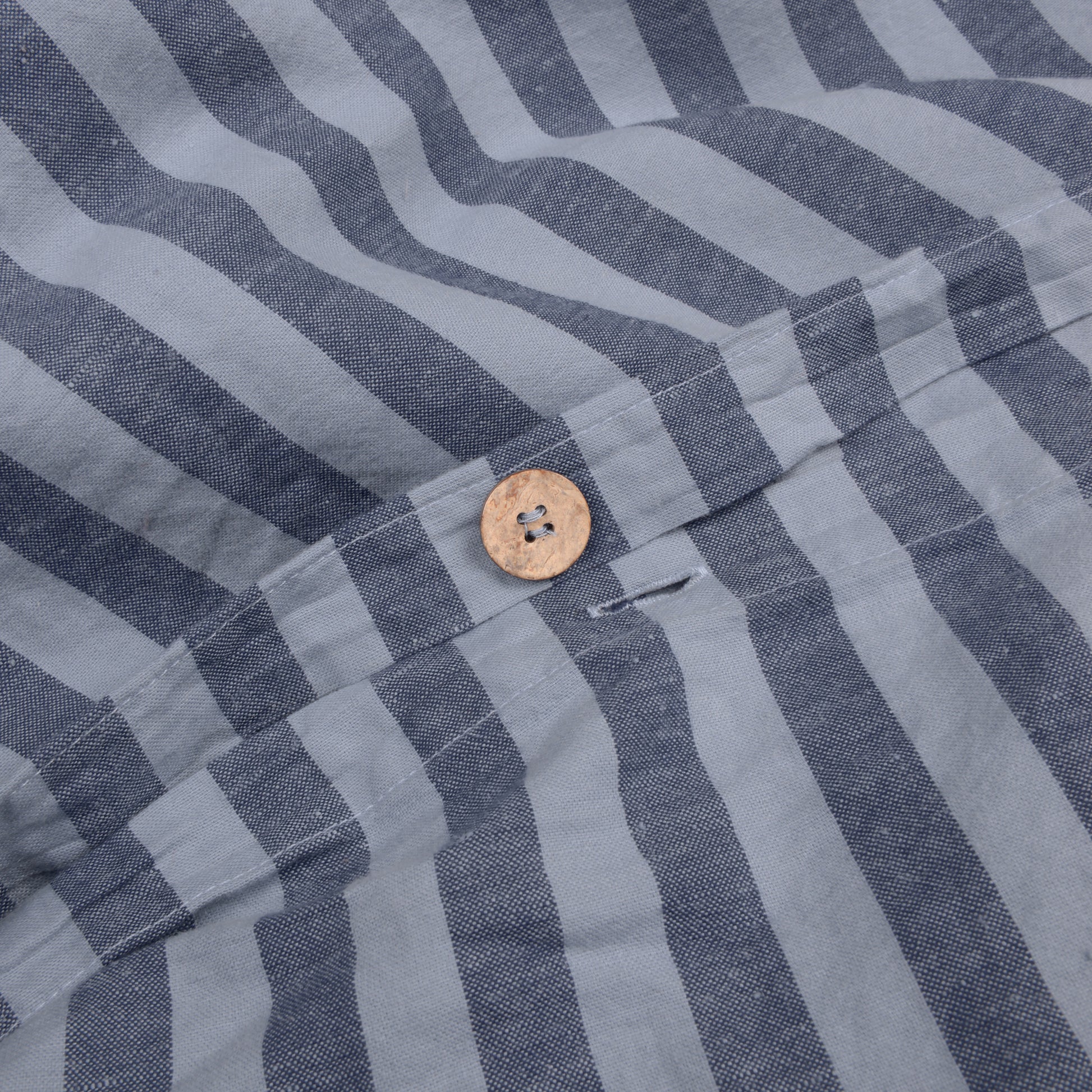 Dusty Blue Amberley Stripe Linen Blend Duvet Cover | Piglet in Bed US