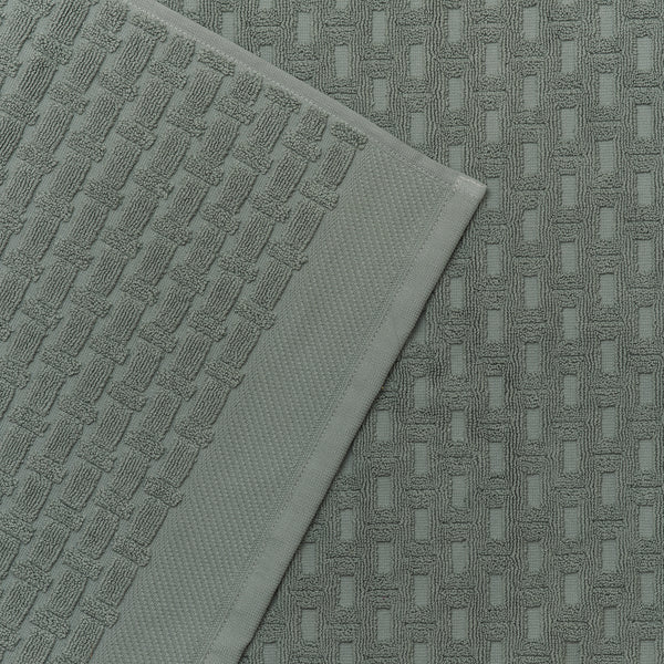 Ash Green Basketweave Cotton Bath Mat